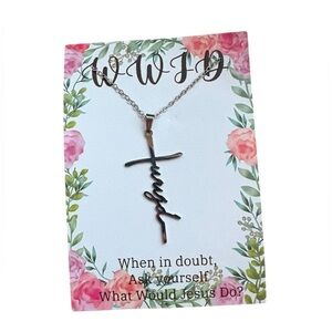 WWJD Stainless Steel Silver Cross Necklace